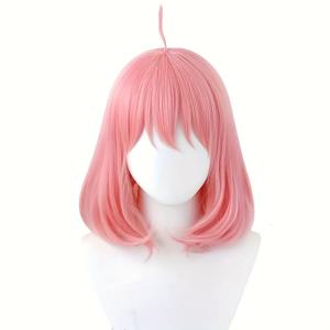 TEMU 코스프레 애니메이션 가발, 남녀 공용 버클 넷 30cm 고온 실크 시뮬레이션 두피, 핑크 웨이브 헤드, 휴일 모임, 만화 전시 코스프레 크리스마스 할로윈 다용도 가발