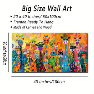 TEMU 매력적인 기린 캔버스 벽 예술 - 거실, 침실, 욕실 장식을 위한 20x40인치 액자 현대 동물 프린트 - 걸 준비 완료, , 그림