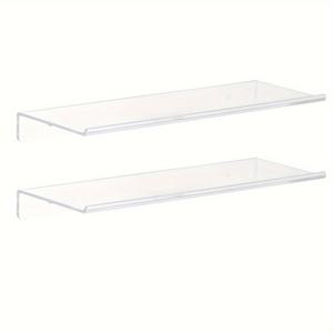 TEMU 15인치 투명 아크릴 플로팅 선반 디스플레이 테이블 2/4/6개, 두꺼운 벽걸이 수납 선반, 주방/욕실/사무실용, 보이지 않는 어린이 책장 및 양념 선반