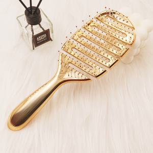 TEMU 1-팩 패션 글로스 마감 빗 엉킴 풀기 헤어 브러시 세트 - 속이 빈 디자인, 젖은 머리카락과 마른 머리카락에 적합, 볼륨감과 스타일링, 고운 늑골 질감, 일반 머리카락에 필수적인 나일론 브러시 빗, 내구성 있는 ABS 손잡이 포함