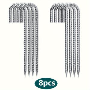 TEMU 4/8/12개 J-후크 철근 스테이크 12인치, 캠핑 텐트용 야드 스테이크 강력한 지면 스테이크 녹 방지 코팅 금속 꽃밭 및 조경 패브릭 핀 개 울타리용