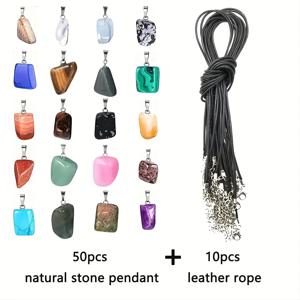 TEMU 50개 혼합 천연 석영 펜던트와 끈, 팔찌, 목걸이, 귀걸이에 적합한 다기능 보석 만들기에 이상적, 커플을 위한 어머니날, 아버지날, 졸업 시즌 선물로 완벽