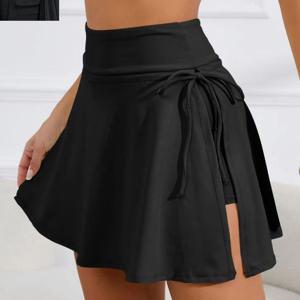 TEMU 여성용 내장 포켓 운동용 스커트 - 고신축성, 방수 테니스 & 러닝 스커트 쇼츠, 단색
