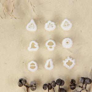 TEMU 9개 가을 테마 폴리머 클레이 커터 세트 - 가을 영감 귀걸이, 단풍잎, 호박, 버섯, - 미니 양각 점토 귀걸이 커터 제작 도구