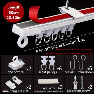 TEMU 조용한 글라이드 천장 및 벽 장착 가능 범용 커튼 트랙 키트 - 2-in-1 자체 접착 및 못 장착 플라스틱 커튼 레일, 금속 S-후크 포함, 창문, 침실, 샤워실, 옷장, RV용 - 쉬운 설치 샤워 커튼 트랙 세트