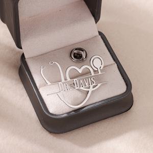 TEMU 1개 맞춤형 하트 청진기 이름 브로치 | 스테인리스 스틸, 18K 금도금, 의사, 간호사, 동물 의사 선물로 이상적인 크리스마스, 추수감사절, 발렌타인데이 선물