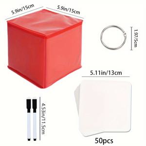 TEMU 1개 Hoojojo 대형 빨간 주사위 교육 게임 세트, 6면 카드 삽입이 가능한 15cm, 교사용 소프트 플라스틱 교실 상호 작용 학습 장난감, 카드와 주사위 구성 요소로 수작업, 성인용