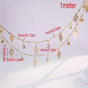 TEMU MINGXUAN 1미터 패션 잎 디자인 구리 체인 DIY 목걸이 장신구 만들기, 도금 없음, 비즈 디테일, 체인 유형, 재료 없음