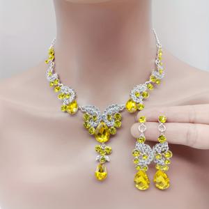 TEMU 화려한 꽃무늬 웨딩 드레스 액세서리 세트: 목걸이와 귀걸이 두 조각, 컬러풀한 신부 의상 장식