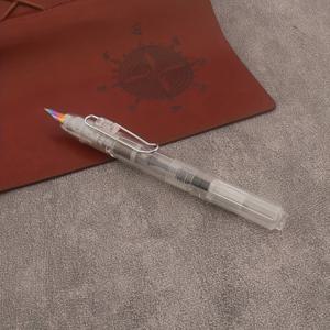 TEMU 1pc 투명 플라스틱 접이식 만년필, 충전 가능한 잉크, 사무실 및 학교 용품용 부드러운 글쓰기, 이상적인 선물