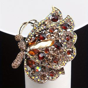 TEMU 빈티지 라인스톤 할로우 레트로 나비 코사주 핀 - 반짝이는 , 복잡한 플로럴 디자인, 여성용 메탈릭 액센트가 있는 레트로 패션 액세서리, 나비 주얼리, 패션 액세서리, 화려한 장인 정신