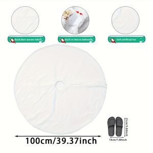 TEMU 1pc 축제 인조 모피 크리스마스 트리 스커트, 60x60cm 폴리에스테르 장식 트리 앞치마, 다양한 크기 제공