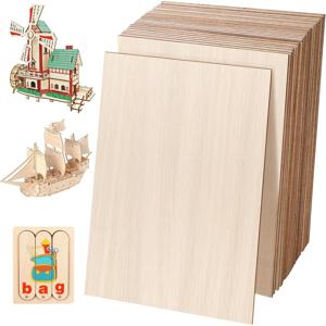 TEMU 60개 4x6인치 DIY 공예, 건축 모델, 레이저 절단 및 도화로 사용되는 미리 구멍이 뚫린 나무 판지 - 창의적인 프로젝트용 다용도 미완성 나무 보드