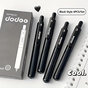 TEMU 4-팩 모란디 포켓 펜, 휴대용 클릭 액션 볼펜, 퀵 드라이, 짧은, 귀여운 카피바라 디자인, 검정 잉크, 플라스틱, 중간 지점, 학교 및 쓰기 용품