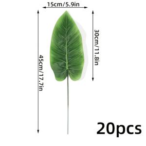 TEMU 20개/10개 인공 녹색 잎 결혼식과 약혼식, 가정 장식, 인공 바나나 잎 가지 - 20개, 현실적인 인공 팜 잎, 가정 및 정원 장식