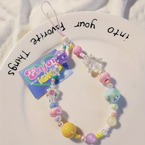 TEMU 1pc 도파민 걸 の魅力的な携帯電話のストラップ、カラフルなビーズのリストレットストラップ、紛失防止カメラのペンダント、お祝いのクリスマスと新年のギフトアクセサリー