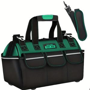TEMU 1개 대용량 헤비 듀티 전문가용 공구 가방 - 튼튼한 금속 구조, 지퍼형 칸막이 다용도 정리함, 현장 또는 현장 사용