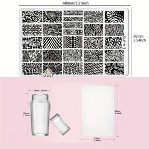 TEMU 뱀 백합 거미줄 네일 아트 스탬핑 세트 - 고품질 라인 프린팅 스텐실 템플릿과 Scassaultr, 네일 스탬프 도구 세트, 스탬핑 플레이트