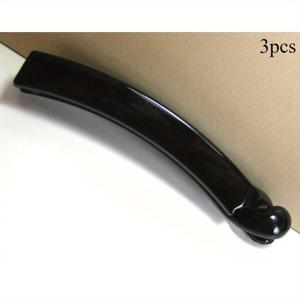 TEMU 3pcs 우아한 바나나 헤어 클립 세트, 둥근 및 바렐 그립 클램프, 간단한 수직 헤어 클로, 블랙 핸드메이드 보우클로트 DIY 액세서리, 일반 헤어 타입용