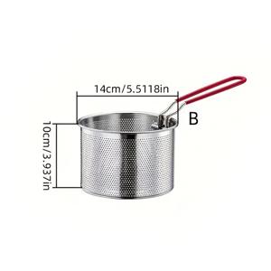 TEMU 스테인리스 스틸 분리 가능한 손잡이 프라이팬 바구니 휴대용 주방 여과기 프랑스 프라이 요리 면류기 여과 필터 내구성 있는 요리 도구