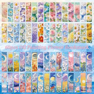 TEMU 60장 3D 유화 꽃 삽입 책갈피, 예술적 고미적 가치 종이 카드, 선물 독서 카드, 저널링 및 책 장식용 장식 책갈피