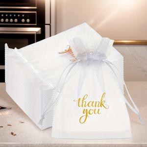 TEMU 50개입 시어 화이트 오간자 백 | 메시 드로스트링 선물 가방, 웨딩, 생일, 축제, 메이크업, 욕실 비누용 주얼리 파우치