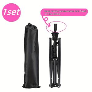 TEMU 160cm/63인치 높이 조절 가능한 리버서블 접이식 가발 헤드 스탠드, 강화 금속 매니큐어 헤드 지지대 (블랙) - 미용 및 헤어 트레이닝용