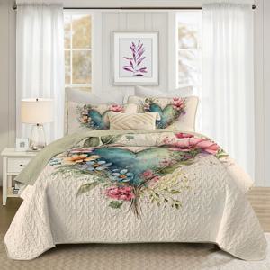 TEMU 로맨틱한 데이 퀼트 세트는 퀼트 1개와 베개 커버 2개 (필러 포함되지 않음)를 포함합니다. 부드럽고 통기성이 좋으며 관리가 쉬우며 가벼우며, 모든 계절에 적합합니다. 가정, 기숙사, 게스트 룸에 적합하며, 트윈, 풀, 퀸, 킹 사이즈가 있습니다.