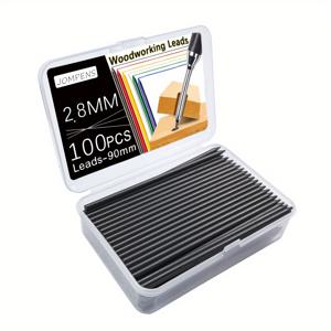 TEMU 100개의 90mm 길이, 2.8mm 두께, 2B 목공 연필 리드가 들어 있는 상자로, 목공, 건축, 엔지니어링, 제도 및 섬세한 글쓰기에 적합합니다.