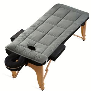 TEMU 얼굴 구멍이 있는 럭셔리 스파 마사지 테이블 쿠션 - 울트라 두꺼운, 통기성 및 조절 가능한 높이, 전원 필요 없음, 핑크 퀼트 디자인, 얼굴 구멍 커버 및 수납 포켓 포함