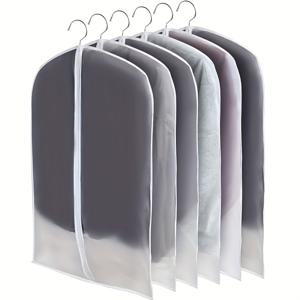 TEMU 6개입 방진 투명 의류 보관백, 60x100cm 반투명 풀길이 지퍼 수트 커버 - 옷장 및 여행용