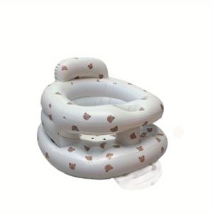 TEMU 아기용 인플레이터블 의자, 높이 조절 및 안전 하네스 - 휴대용 목욕 의자, 등받이 및 팔받이, 목욕 시간, 식사 시간 및 놀이 시간에 편리한 흰색 디자인, 인플레이터블 아기 의자, 놀이 시간 의자, 재미있는 패턴 의자, 튼튼한 구조