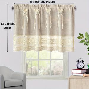TEMU 1개 빈티지 스티칭 짧은 커튼, 주방용 작은 창문 캐비닛 드레이프 하단 레이스 리본 카페 홈 데코