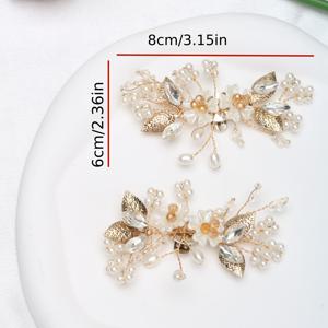 TEMU 진주와 라인스톤 꽃무늬 디자인이 있는 우아한 신부용 구두 클립 2개 세트, 하이힐과 플랫 슈즈에 장식 가능, 골드 톤 악센트, 결혼식 및 특별한 날에 완벽한 웨딩 액세서리