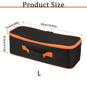 TEMU 강력한 옥스포드 천 도구 가방 - 스크루 드라이버, 플라이어 및 작은 금속 도구를 위한 휴대용 강력한 정리함, 다중 보관함, 검정색과 오렌지 지퍼, 도구 포켓
