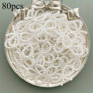 TEMU DIY 공예용 화이트 아크릴 보우 참 80개 세트 - 우아한 헤어 클립, 네일 아트, 휴대폰 케이스 및 주얼리 장식