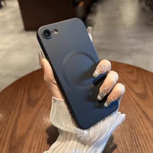 TEMU 아이폰 16e 7/8/SE2/SE3 7Plus/8Plus XR 16 16 Pro16 Plus16 Pro Max용 자석 무선 충전 소프트 터치 보호 케이스 지원