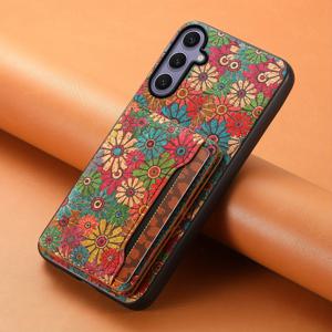 TEMU Denior | 삼성 S25 S24 S23 S22 울트라 플러스 FE용 목재 지갑 폰 케이스, 코르크 소재로 제작, 접착 카드 홀더(3장 포함), 꽃무늬 디자인, 슬림하고 내구성 있는 스타일리시한 일상 사용|카드지갑|S22케이스