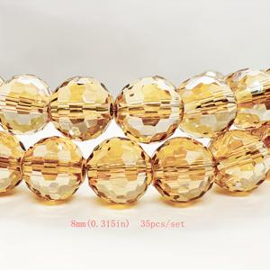 TEMU 8/10mm 35/30개 호박색 오스트리아 인조 비즈, 96면 광택 유리 스페이서 구슬 (구멍 포함), DIY 액세서리 제작용 팔찌 목걸이 귀걸이 공예 소품 및 비즈 정리, 주얼리 만들기용 인조 비즈