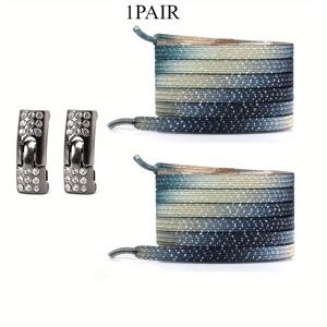 TEMU 3쌍/1쌍의 라인스톤 버클 신발끈, 신발을 벗을 필요 없음, 2개의 탄성 밴드와 2개의 신발 끈 버클, 캐주얼 신발 및 스포츠 신발에 적합한 컬러풀 패션 그라데이션 끈