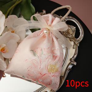 TEMU 10개 꽃다발 캔디백 - 진주와 리본 장식, 정교한 패턴, 핸드헬드 디자인, 결혼식, 아기 세례, 생일, 특별한 날, 발렌타인데이, 어머니날에 적합, 결혼식 선물,파티 장식품,장식용 파우치,우아한 디자인,선물 포장,신부 들러리 선물,선물 주는 사람들