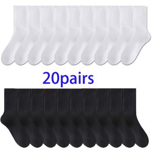 TEMU 블랙 앤 화이트 20켤레 솔리드 컬러 비즈니스 미드-캘프 양말 - 남성용 사계절 패션 심플 솔리드 컬러 비즈니스 양말|옷|패션