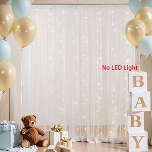 TEMU 2개 화이트 웨딩 튈 배경 커튼, 5.27피트 x 9.8피트, 파티 사진 촬영 장식용, 어머니의 날 선물, 데이 의례, 베이비 샤워, 기념일/결혼식 장식 용품, 조명 없음, 포토부스 소품