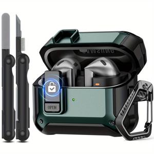 TEMU 삼성 갤럭시 버즈 3 프로/버즈 3 호환 케이스 및 청소 키트 포함, 남녀공용 풀 보호 하드 커버 쉘과 안전 잠금 클립