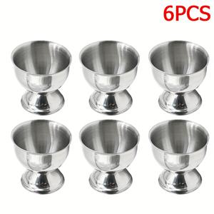 TEMU 4/6pcs 유럽 스테인레스 스틸 계란 컵 세트, 부드럽고 단단한 삶은 계란 컵 홀더 세트, 부드럽고 단단한 삶은 계란 트레이 주방 도구, 단단하고 부드러운 삶은 계란을 위한 용도, 가정 주방 도구 및 레스토랑 용품 및 파티 용품에 적합