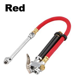 TEMU 에어 게이지 레드 튜브 헤비 듀티 타이어 인플레이터, 12인치 에어 호스 포함, 10-120PSI 더블 헤드 에어 척, 금속 구조, 자동차 및 트럭용 적합, 고무 호스 잠금장치 포함