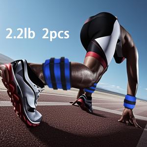 TEMU 2pcs 조절 가능한 무게가 있는 손목 및 발목 샌드백 세트 - 피트니스 훈련, 러닝, 체조 및 애로빅 스포츠용 내구성이 뛰어난 옥스포드 천 - 스냅 클로저, 파란색, 손목 무게 및 발목 무게 포함, 체육관 액세서리|모래주머니