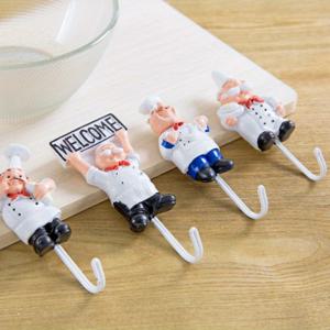 TEMU 2개 창의적인 만화 셰프 접착식 벽 후크 - 드릴 필요 없는 3가지 독특한 셰프 디자인, 내구성 있는 플라스틱 주방 & 욕실 정리용품 (타월, 열쇠, 화환), 공간 절약형 스토리지 솔루션, 셰프 액세서리, 타월 홀더, 장난기 가득한 데코 아이템, 쉬운 설치, 훅