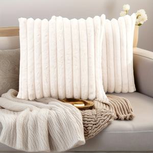 TEMU 인조 퍼 플러시 쿠션 커버 세트 2개, 소파 및 거실용 럭셔리 부드러운 장식 봄 베개 커버