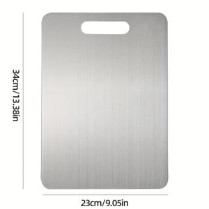 TEMU 스테인리스 스틸 도마 - 손잡이 포함, 양면 디자인으로 과일·채소·빵·고기 커팅 가능, 필수 주방 도구 - 세척이 쉬우며 내구성이 강한 컷팅 보드